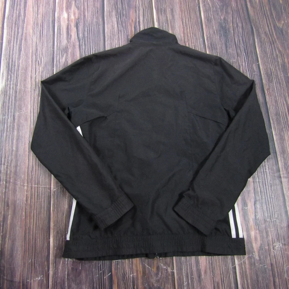 Adidas Jacket Mens M Black Track Jacket Full Zip‎ Lined Lightweight 3 Stripes